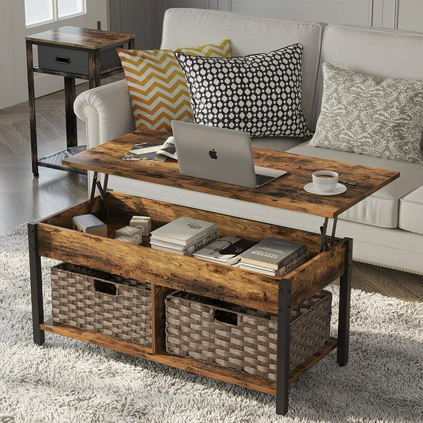 Rattan lift sale top coffee table