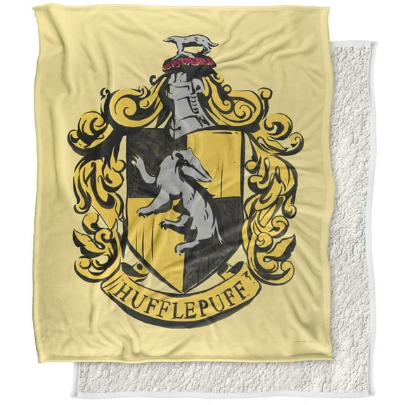 LOGOVISION Harry Potter Blanket, 50inchesx60inches, Drawn Hufflepuff Crest Silky Touch Sherpa Back Super Soft Throw Blanket