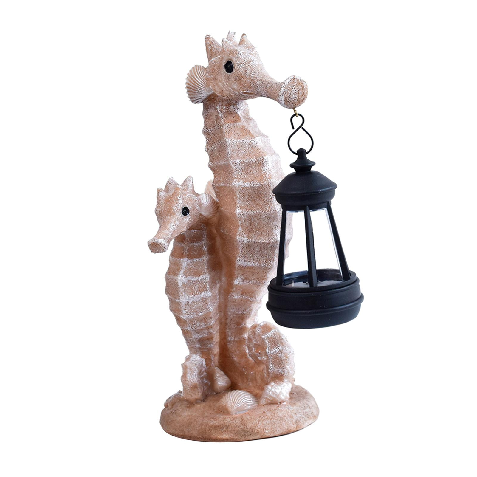 koolsoo Solar Powered Light Ornaments, Seahorse Sculpture, Solar Lantern, Cute Garden Statue, Resin Figurine for Gardening, Outdoor Gift, Gift in