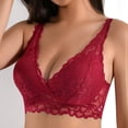 thumbnail image 5 of JSGEK Women Floral Lace Bra and Panty Set Plunge Neckline Adjustable Straps Intimate Lingerie for Bedroom Wear Red L, 5 of 6