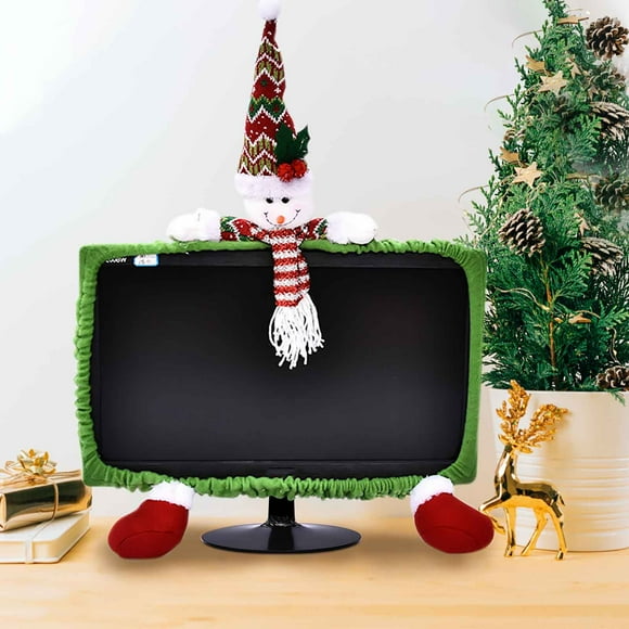 Fiudx Funda Navideña para Monitor, Diseño de Reno, Protector Elástico para Ordenador, Alfombrilla de Ratón Navideña, Decoración Festiva para Oficina, Ideal para Regalo de Navidad, Tamaño de 72 Cm, Re