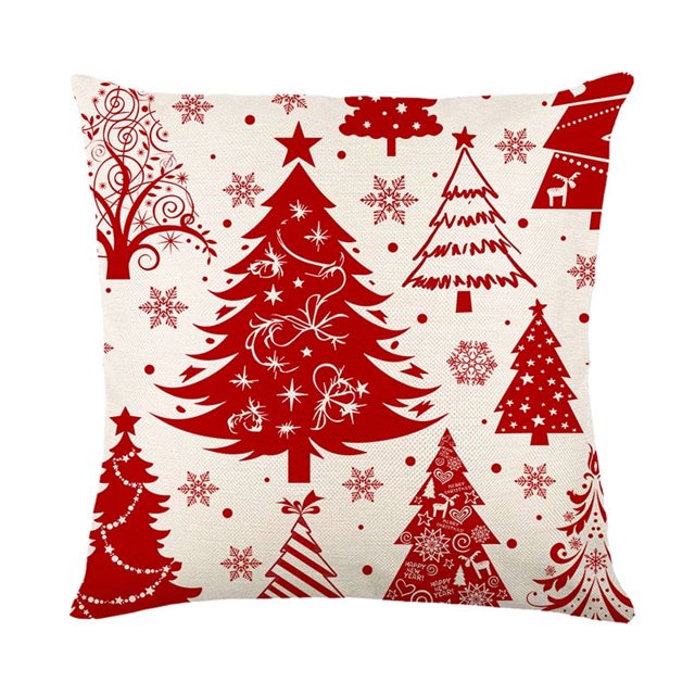 Funda de cojín navideña roja de 45 cm, funda de almohada, adornos navideños 2025 para el hogar, decoración navideña de Año Nuevo
