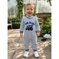 thumbnail image 4 of RUINIXCW Newborn Baby Boy Little Brother Outfit Infant Baby Boys Fall Winter Waffled Romper Clothes Stripe Letter Excavator Embroidery Long Sleeve Jumpsuit, 4 of 9