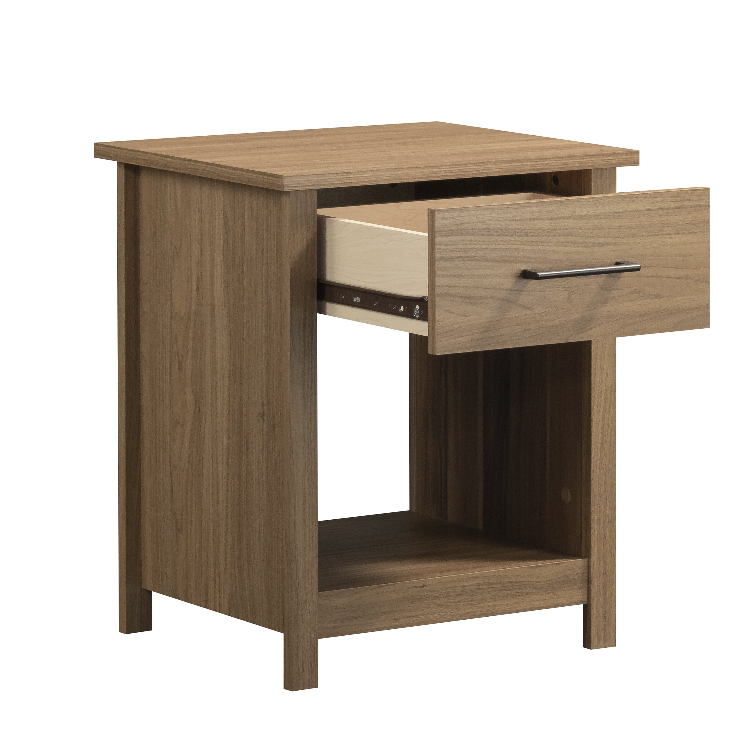 Mainstays Hillside Nightstand with Drawer, Walnut Finish