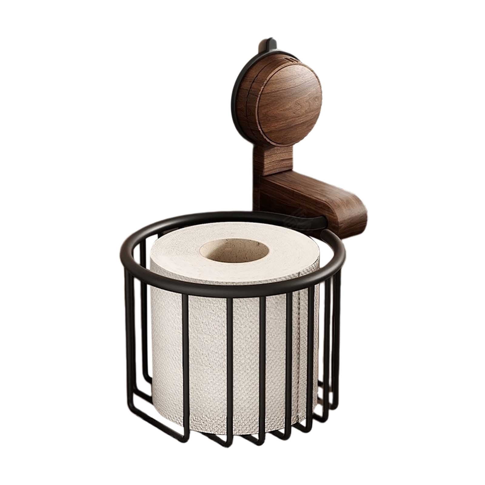 Vintage Bronze Wall Mounted Toilet Paper Holder – Antique Brass Bathroom Accessories Tissue Dispenser with Stable Metal Stand, Wire Basket Storage Rack