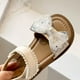 thumbnail image 5 of Puntoco Novedad De Verano Para Niñas, Zapatos De Princesa Con Diamantes De Imitación Y Punta Floral De Suela Suave, Sandalias De Playa Antideslizantes, Sandalias Para Niñas Beige 34, 5 of 9