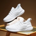 thumbnail image 5 of Men's White Breathable Knit Running Shoes, Lightweight Lace-Up Athletic Sneakers, Non-Slip Casual Footwear for Gym, Walking, and Everyday Activities, 5 of 10