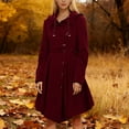 thumbnail image 2 of Long Trench Pea Coat for Women Wool Winter Trench Coat Goth Lapel Peacoat Color: Size: XL, 2 of 6
