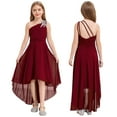 thumbnail image 7 of IEFIEL One Shoulder Flower Girls Dress Wedding Party Prom Ball Gown Junior Bridesmaid Dresses Burgundy 10, 7 of 7