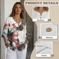thumbnail image 6 of Yuyamidu Linen Tunic Shirt for Women Size 3XL Casual 3/4 Sleeve Tunic Blouse Button Down Dressy Work Blouse Chinese Tops, Chinese Plum Blossom Florals, 6 of 7