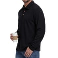thumbnail image 5 of JWD Mens Long Sleeve Polo Shirt Classic Collared Button Pullover Casual Regular Fit Soft Lightweight Knit Top Black S, 5 of 9