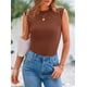 thumbnail image 4 of PRETTYGARDEN Top Ajustado de Mujer con Mangas Corta Acanalado Marrón XXL, 4 of 8