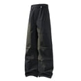 thumbnail image 4 of Women's Water Resistant Hiking Pants, Fleece Lined Cargo Pants for Women, High Waisted Baggy Parachute Trousers, Wide Leg Climbing Pants with Multi Pockets for Winter Outdoor and Street Black, 4 of 4