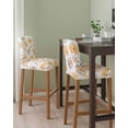 thumbnail image 2 of Orange Watercolor Floral Bar Stool Covers Set of 6, Spring Flower Abstract Art Stretch Washable Bar Chair Covers with Backs, Removable Pub Counter Height Chair Cover for Kitchen Dining Room Cafe, 2 of 7