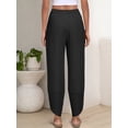 thumbnail image 6 of ANRABESS Womens Wide Leg Palazzo Capri Pants 2026 Summer Casual Loose High Waisted Lounge Flowy Cropped Beach Work Trousers Black Medium, 6 of 9