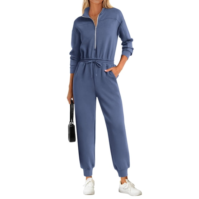 Mono PRETTYGARDEN XL Azul Polvoriento Manga Larga con Cierre