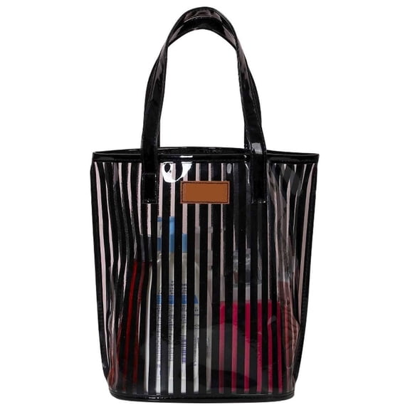 Transparent Cosmetic Tote Bag with Handle Travel Makeup Organizer Carry Pouch Washable Beach Wallet for Women