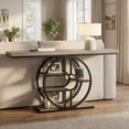 thumbnail image 1 of Industrial Console Table 55 Inch – 5 Circle Storage Shelves – Narrow Metal Frame – Accent Dining Table for Entryway, Hallway, Living Room, or Behind Sofa, 1 of 8