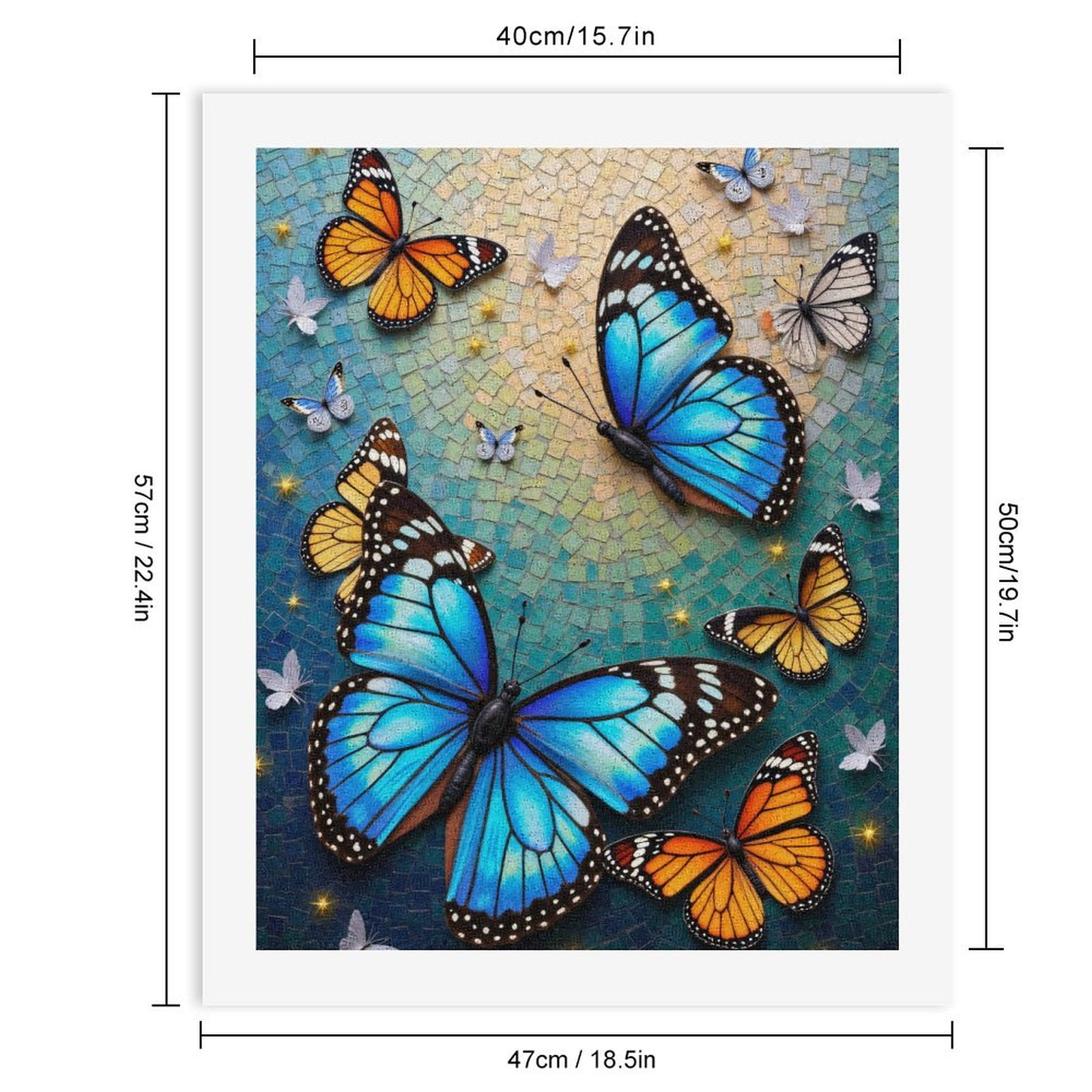 Paint by Numbers Kit for Adults, Butterflies Mosaic Art Wings Bright Paint by Numbers, Easy Paint by Numbers Kit for Adults Beginner, DIY Adult Paint by Number Kits on Canvas, Home Decor