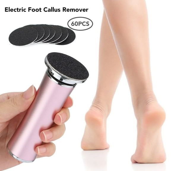 Electric Foot Callus Remover with Adjustable Speed Function,Professional Electric Foot File with 60 Sandpaper Discs,Electric Callus Remover for Feet,Pedicure Tool for Men and Women Rose Gold