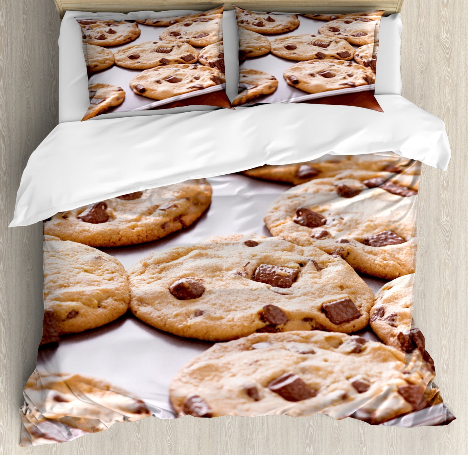 Cookie Duvet Cover Set King Size, Baked Chocolate Chip Sweets out of