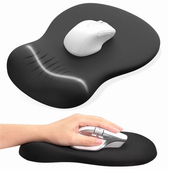 TECKNET BASICS Ergonomic Mouse Pad with Wrist Rest, Memory Foam Support, Smooth Non-Slip Base for Laptop/PC, Pain Relief for Home Office Gaming, Black