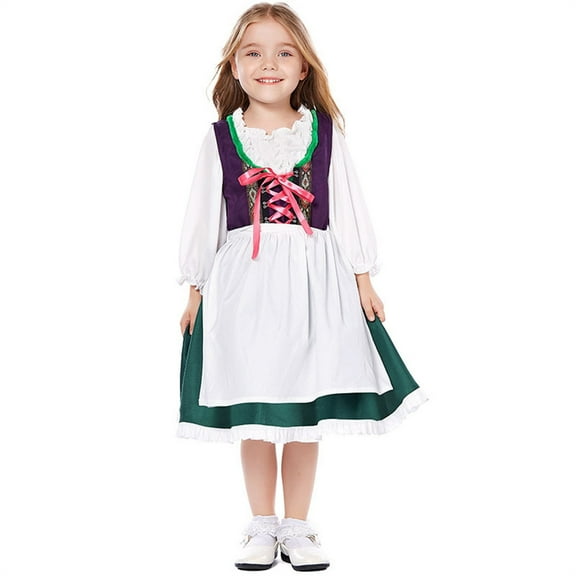 XXWXYD Girls 3-Piece O𝐤toberfest Bavarian Dirndl Dress Halloween Outfit for Kids Children German Traditional Festival Pa𝐫𝐭y Cos play Clothing Set with Accessories