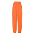 thumbnail image 4 of Lroveb Casual Pants for Women, High Waisted Baggy Straight Leg PantsLadies Solid Color Pocket Loose Leggings Long Pants Orange, 4 of 4