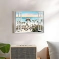 thumbnail image 3 of Open Window Canvas Wall Art: Sunset Coastal Beach Scenery Fake Window View Picture Blue Ocean Waves Seascape Painting Nautical Sailboats Prints Modern Natural Sea Landscape Artwork for Bedroom, 3 of 6