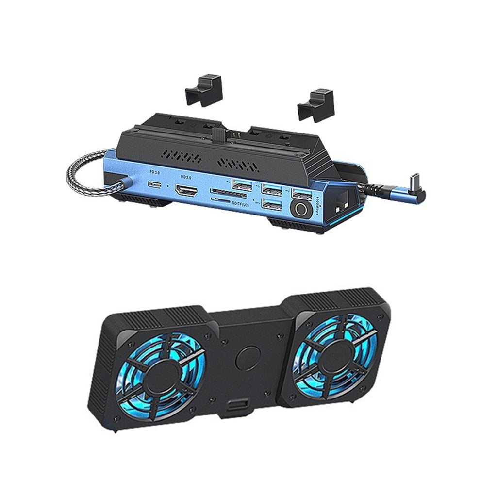 USB HUB Docking Station RJ45 Card Reader Multiport Adapter for Console with Hard Disk Cartridge Cooling Fan