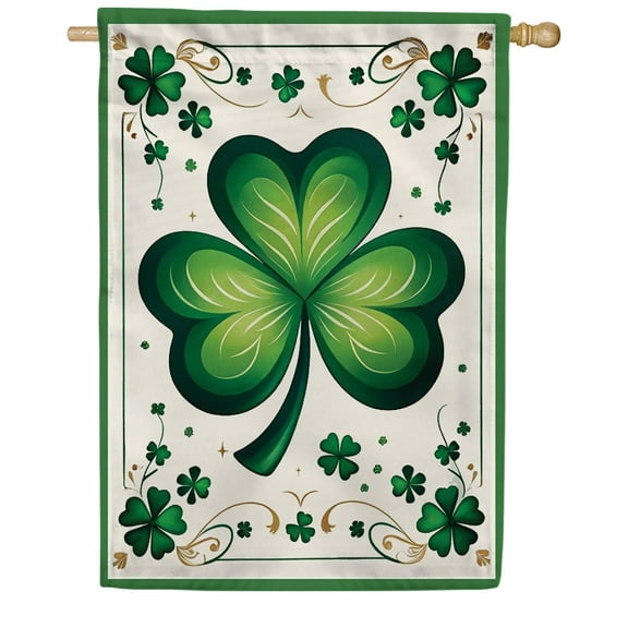 America Forever St Patricks Day Shamrock House Flags 28" x 40" Double Sided Lucky Green Clover Holiday Luck of the Irish Seasonal Outdoor Yard St Patricks Day Decorations