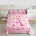 thumbnail image 2 of Homewish Pink Monogrammed A Queen Comforter Set, Kawaii Princess Bow-tie Bedding Sets, Teens Kids Girls Women Reversible Bedding Comforter Set, Ultra Soft Bedroom Decor, 3-Piece, 2 of 8
