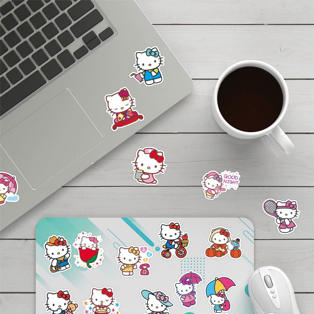 100Pcs Hello Kitty Stickers Pack Kitty White Theme Waterproof Sticker  Decals for Laptop Water Bottle Skateboard Luggage Car Bumper Hello Kitty