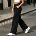 thumbnail image 5 of Aezemi Baggy Long Sweatpants Women Drawstring Split Hem Lightweight Elastic Waist Workout Pants Winter Fall Fashion High Waisted Loose Trousers with Pockets XL, 5 of 8
