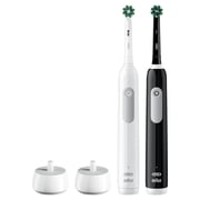 Oral-B Toothbrush, Pro 1000 CrossAction Rechargeable Electric Toothbrush Pack, Black and White, 2 Count