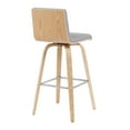 thumbnail image 4 of Vienna Modern Swivel Bar Height Stool with Grey Upholstered Seat and Patterned Oak Wood Frame, 4 of 5