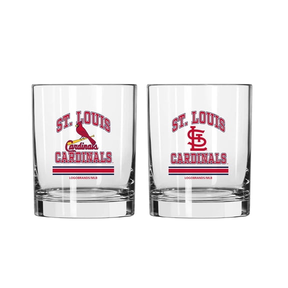 Logo Brands St. Louis Cardinals 12oz. Current & Throwback Logos Two-Pack Glass Set