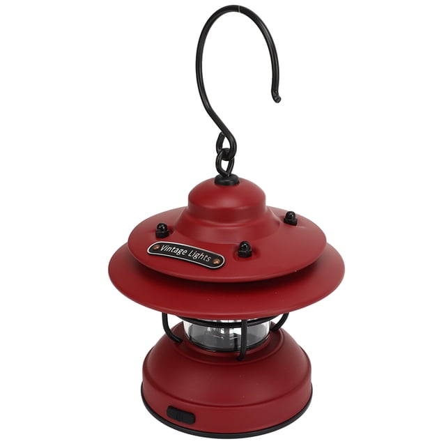 Linterna de camping vintage IPX4 impermeable 35-100 lm LED portátil retro colgante linterna de camping para acampar al aire libre rojo mate