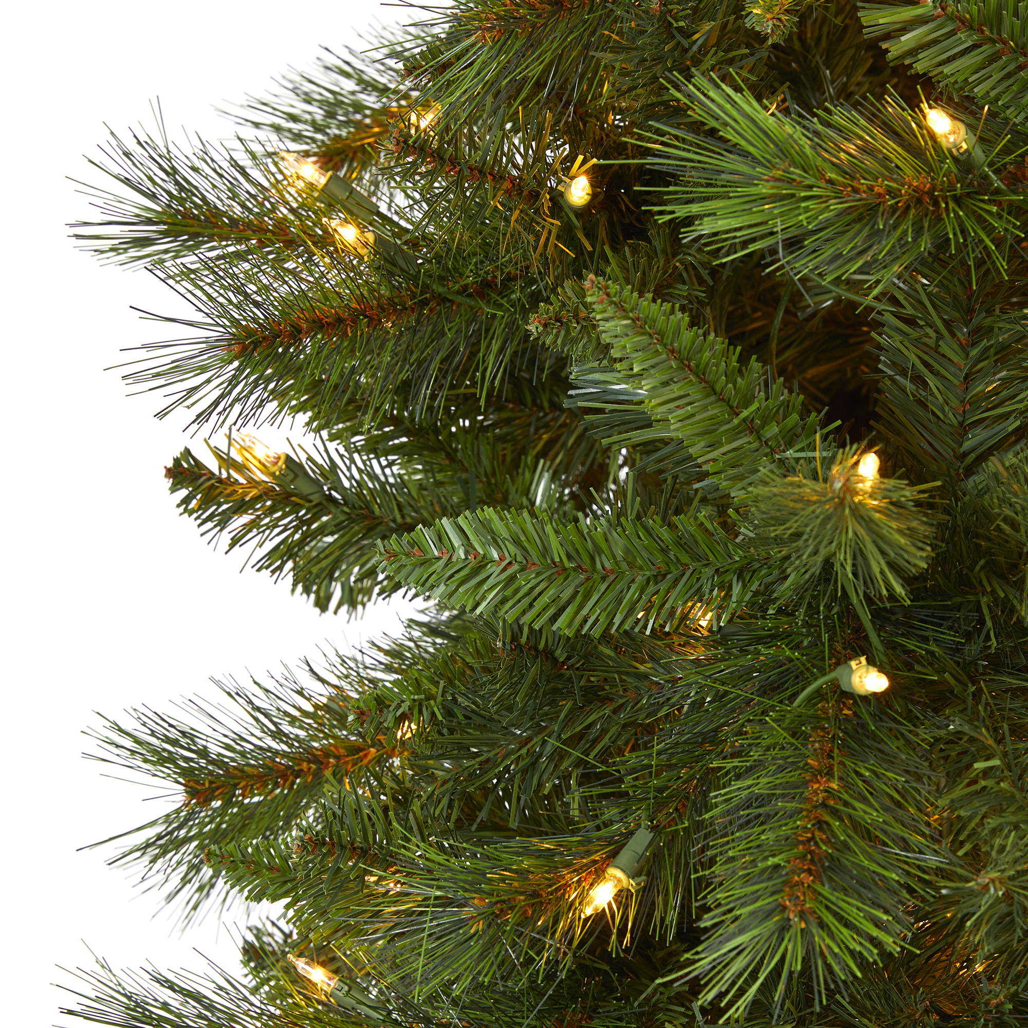Nearly Natural Clear Prelit 600 LED Green Holiday Slim West Virginia Mountain Pine Artificial Christmas Tree, with 1359 Bendable Branches 9'