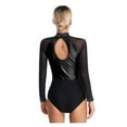 thumbnail image 4 of Women's Metallic Gymnastic Leotard Stage Performance Bodysuit Dance Party Costume Dancewear For Figure Skating Ballet Dance, 4 of 10