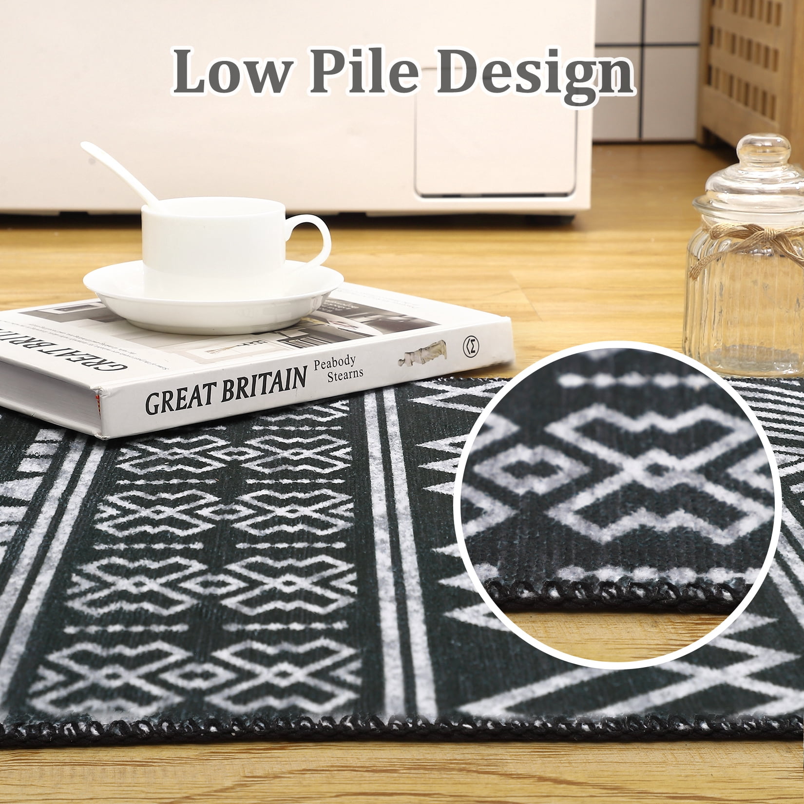 HOMERRY 9' x 12' Area Rug for Living Room Washable Bedroom Modern Geometric Carpet for Floor Decoration, Black