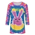 thumbnail image 4 of HOMBOM Womens Tops T-Shirts 3/4 Sleeve Soft Summer Bunny Print Graphic Tees for Young Woman Easter, 4 of 4