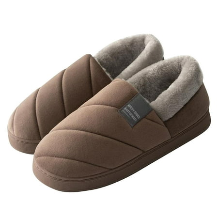 

Pkeoh Slippers for Men Unisex Winter Home Slip Thick Sole Household Warm Warm Warm Plush Slippers