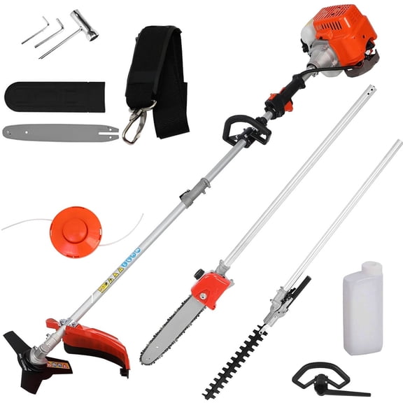 Golyzmt 4 in 1 Gas Grass Trimmer, Multi-Functional String Trimmer with Gas Pole Saw, Hedge Trimmer, Weed Trimmer, and Brush Cutter, 33CC 2-Cycle