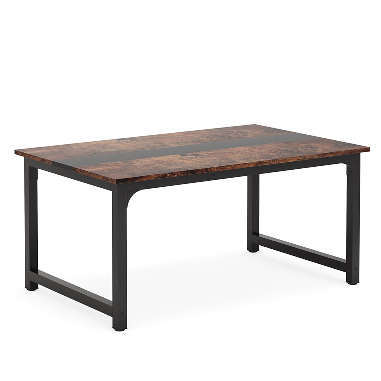 Demi Bonn 63" Modern Large Computer Desk, Rectangular Meeting Table Executive Desk, Simple Study Work Desk for Home Office, Study, Living Room, Brown