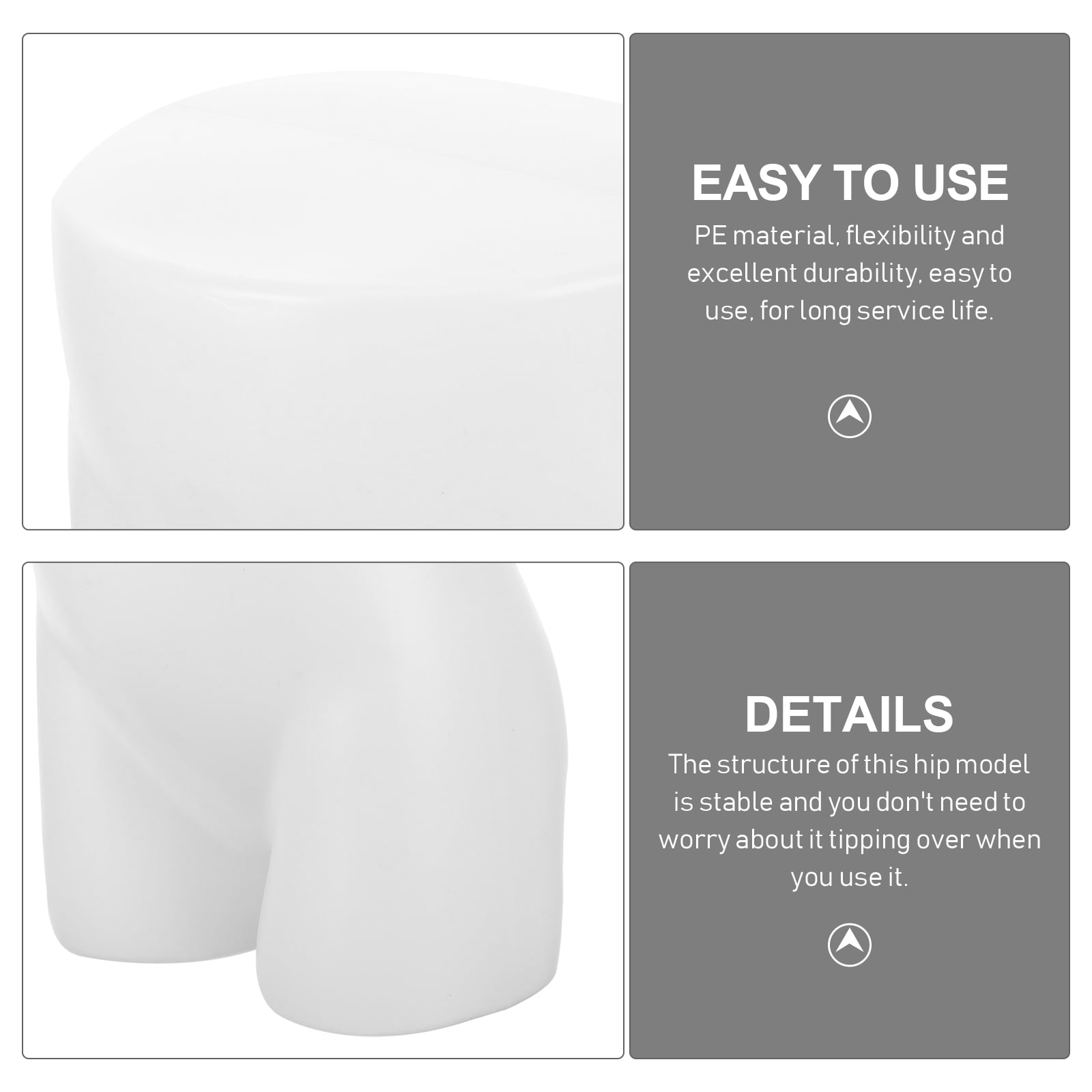 White PE Underpants Display Mannequin for Kids with Stable Hip Model Design Practical for Desktop Use