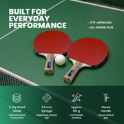 GEWO Rave Speed Pre-Assembled Table Tennis Racket, ITTF Approved Ping Pong Paddle, 5-Ply Wood Blade, 2.0 mm Sponge, Flared Handle