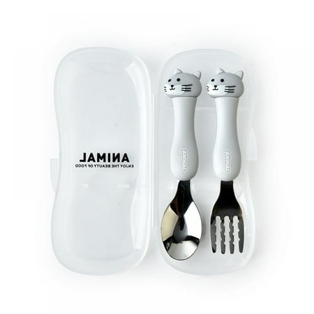 

Tableware Cartoon Kids Spoon and Fork Set Dessert Spoon for Children Fork Baby Gadgets Feedkid Children s Cutlery for Kids Gray