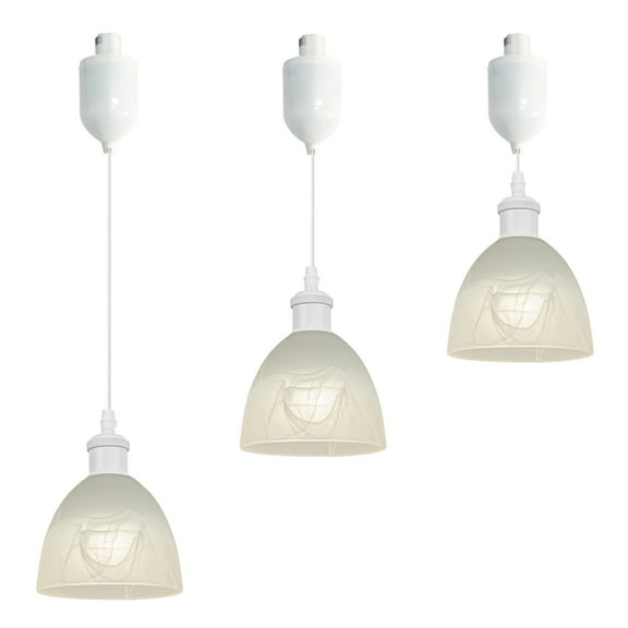 Kiven 3-Light J-Type Adjustable Height Track Lighting Pendant, White