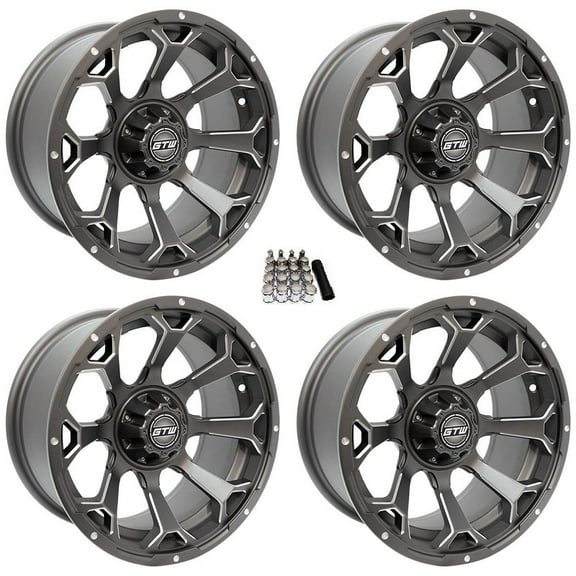 GTW Raven 14" Golf Cart Wheels/Rims Gray/Milled Yamaha
